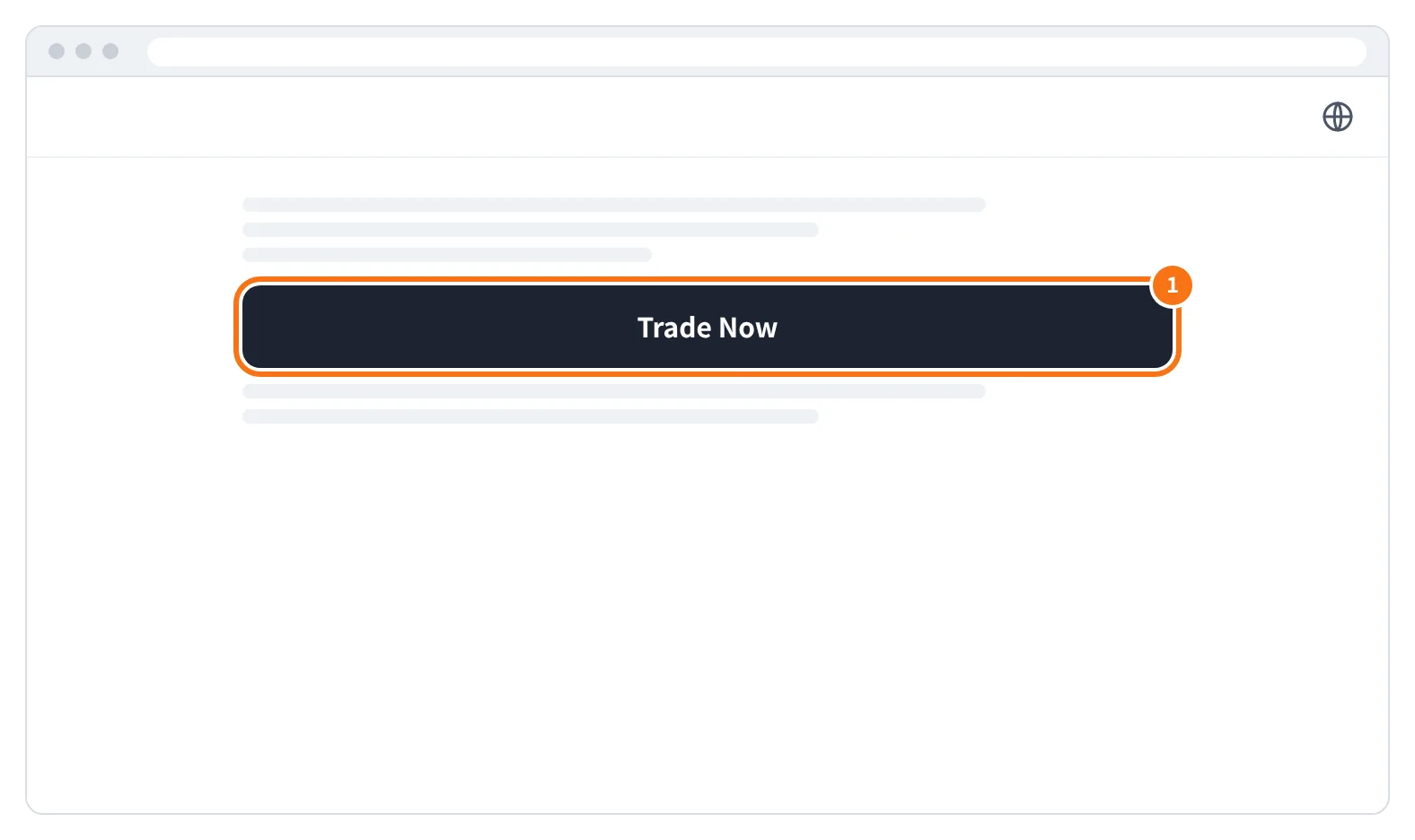 예시 화면: fillx.io 첫 화면에서 Trade Now 를 누르는 모습 (오른쪽 위는 언어 메뉴)